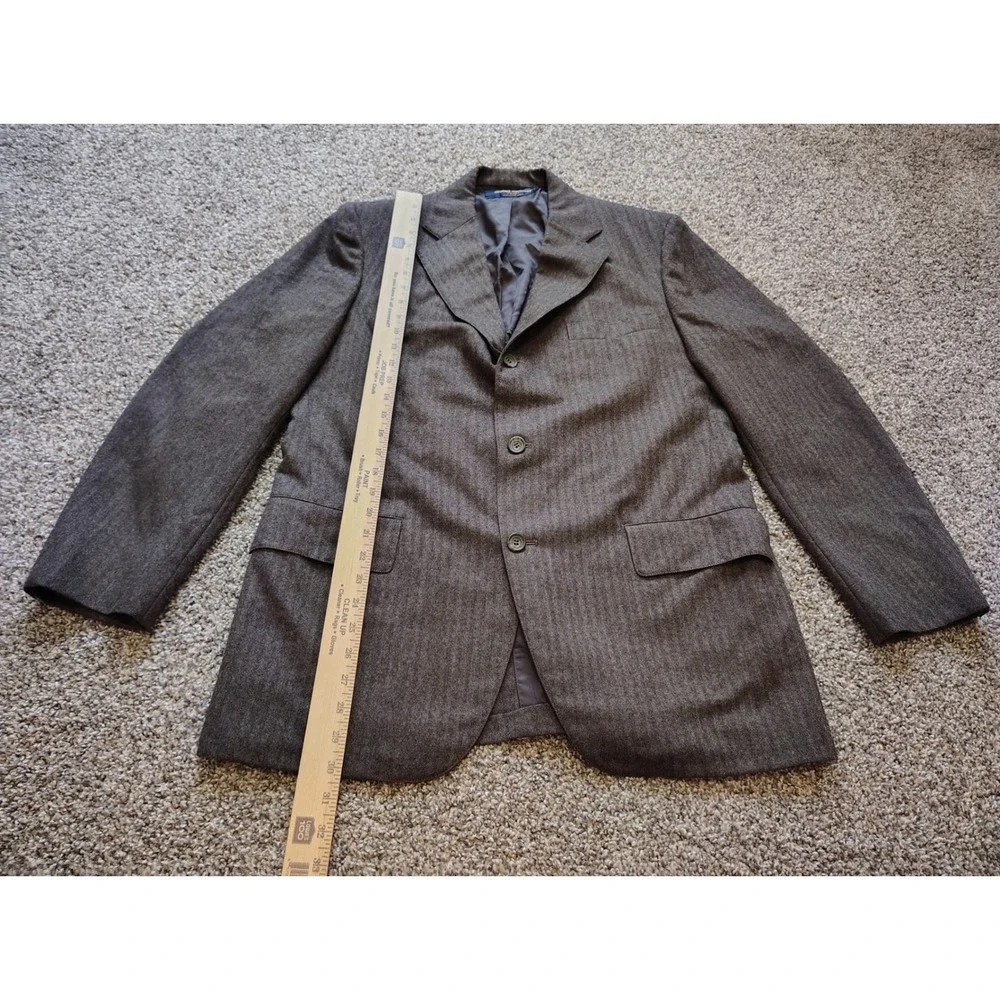 Brooks Brothers Mens Brown Herringbone 3-Button Sport Coat Blazer 42R Vintage